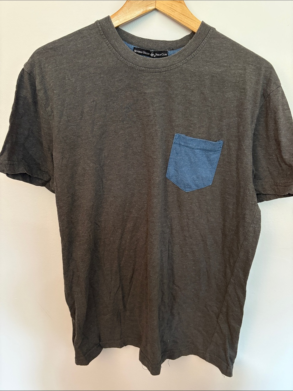 Beverly Hills Polo Club Charcoal Tee with Blue Chest Pocket
